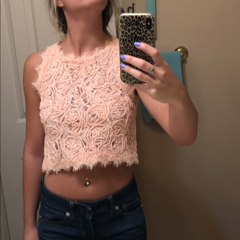 Peach detailed crop top